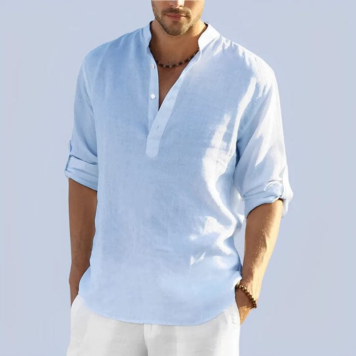 Chemise Homme Style Bataan Panama Roupas (Camisa Masculina 1) Mascato Shop P Bleu