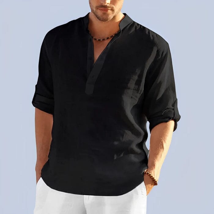 Chemise Homme Style Bataan Panama Roupas (Camisa Masculina 1) Mascato Shop P Noir