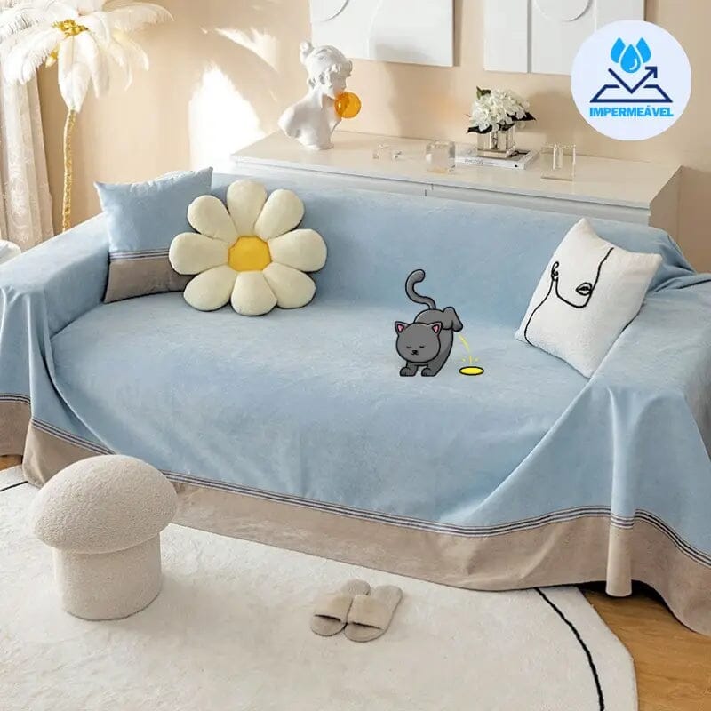 Housse Anti-Urine MaxProtect pour Canapés en Chenille UNISSEX - CASA - LIMPEZA - CAPA ANTI XIXI Mascato Shop Bleu Clair 200x130cm