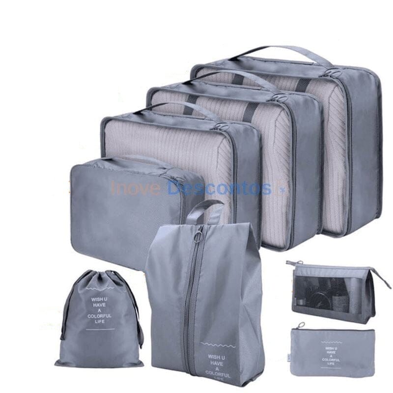 Kit de Sacs Organisateurs Imperméables – 8 Pièces Joias & Acessórios (Bolsa 2) Mascato Shop Achetez 5 Recevez 8 Gris