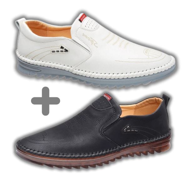 Mocassins Italiens - ACHETEZ 1, RECEVEZ 2 Calçados (Sapato Mocassim 2) Mascato Shop Noir + Blanc 37