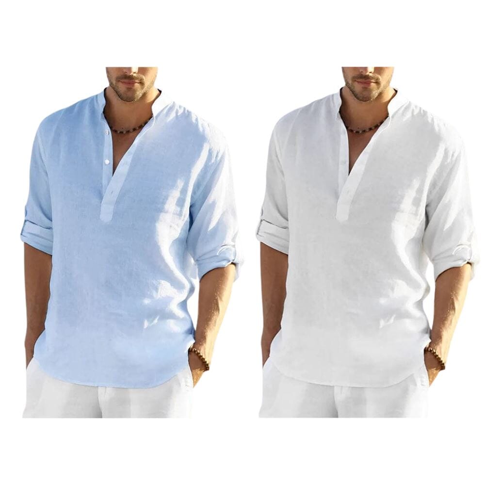 Chemise Homme Style Bataan Panama [ACHETEZ 1, RECEVEZ 2] Roupas (Camisa Masculina 2) Mascato Shop P Bleu/Blanc 