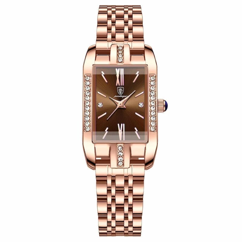 Montre Femme Quartz Rectangulaire de Luxe Feminino - Relógio 2 Mascato Shop Marron 